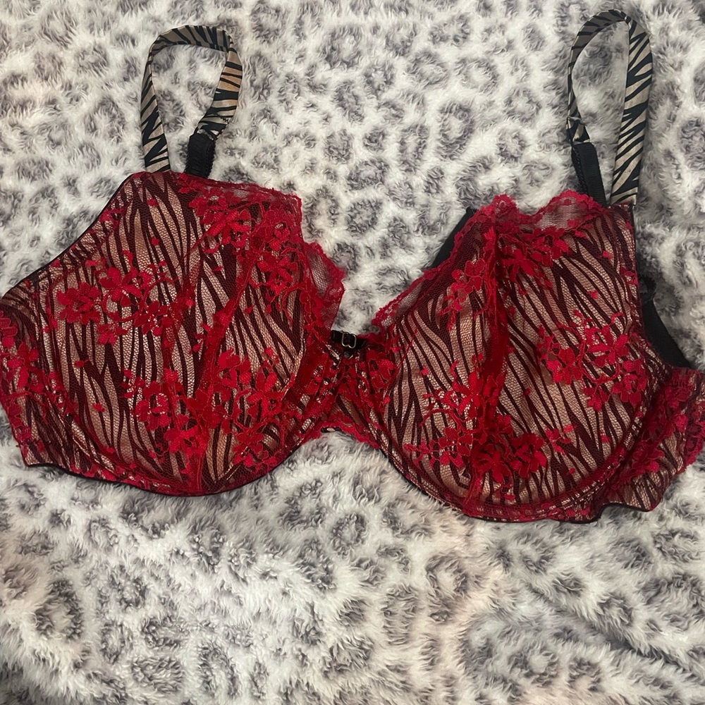 Paramour Red and Black Animal Print Bra with Underwire